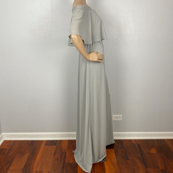 SHOW ME YOUR MUMU GRAY OFF-THE-SHOULDER RUFFLE MAXI DRESS - Picture 6 of 10